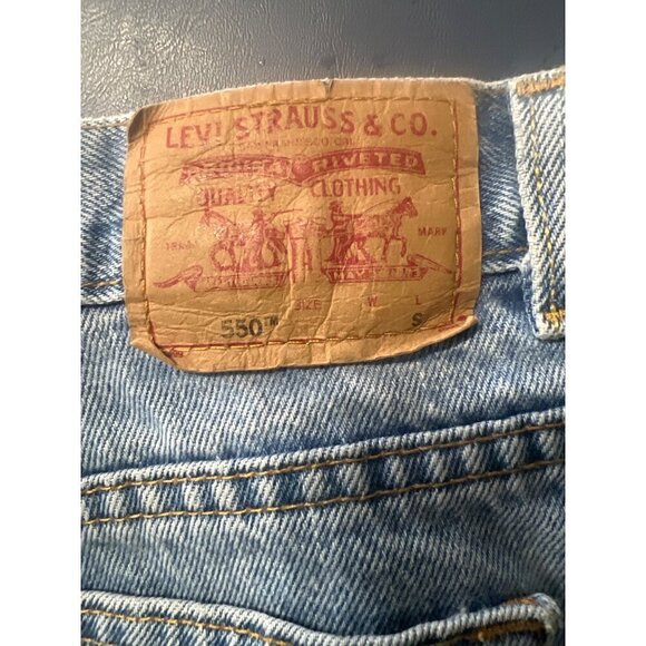 Levis 550 Relaxed Fit Tapered Leg Jeans Womens 14 Petite Light Wash - Picture 6 of 12